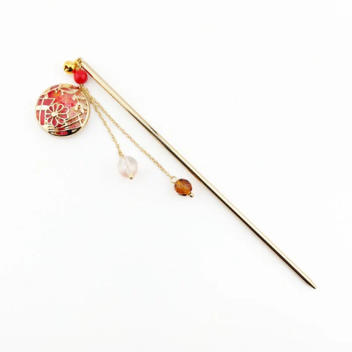 Kanzashi Japonais Temari Rouge
